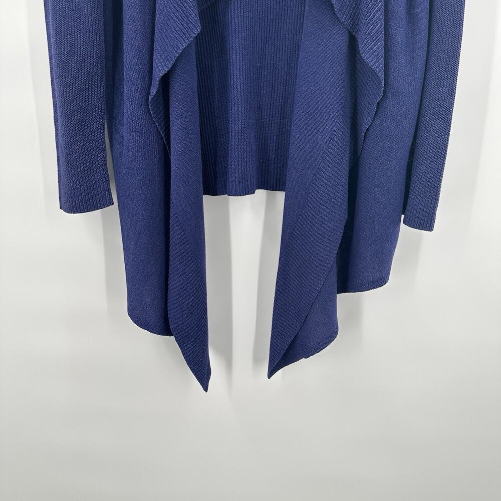 Eileen Fisher Sweater Womens Medium Purple Cardigan Drapey Silk Blend Asymmetric - Picture 3 of 12